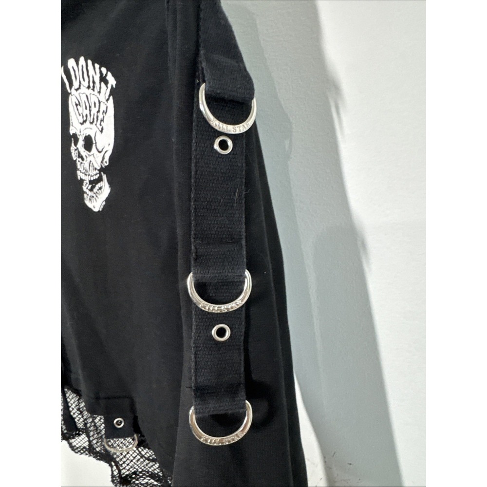 Killstar Black Long Sleeve Cropped I Don't Care Hoodie Womens XS Goth Emo Witchy - Picture 4 of 11